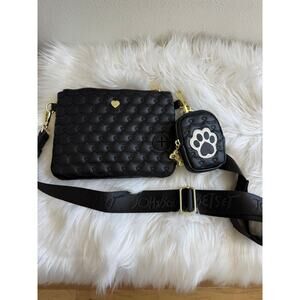Betsey Johnson "The Pet Set" Black Quilted Crossbody Walking Bag/ Purse NWOT